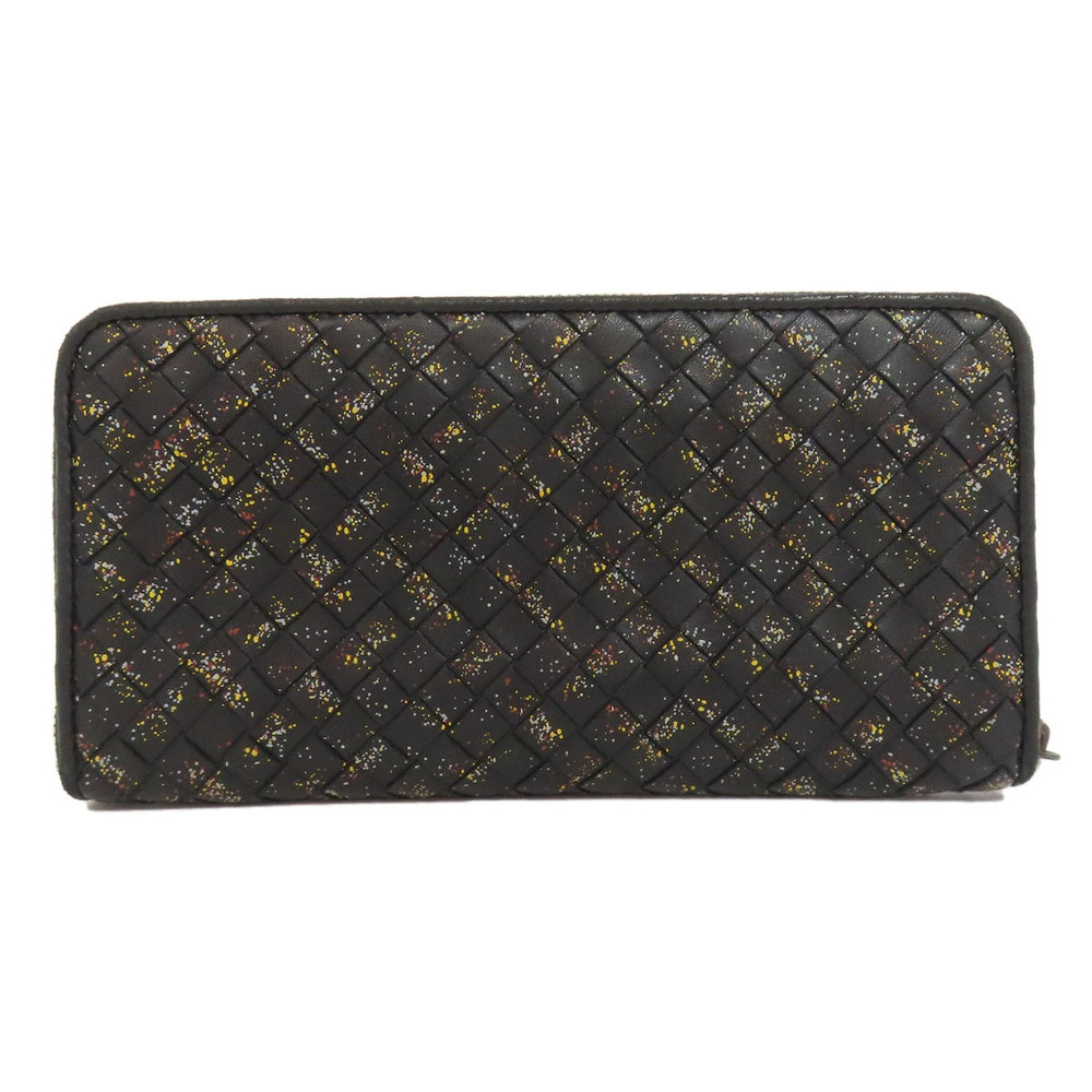 Bottega Veneta purse Intrecciato coin Round Long Zip Wallet Calfskin Black